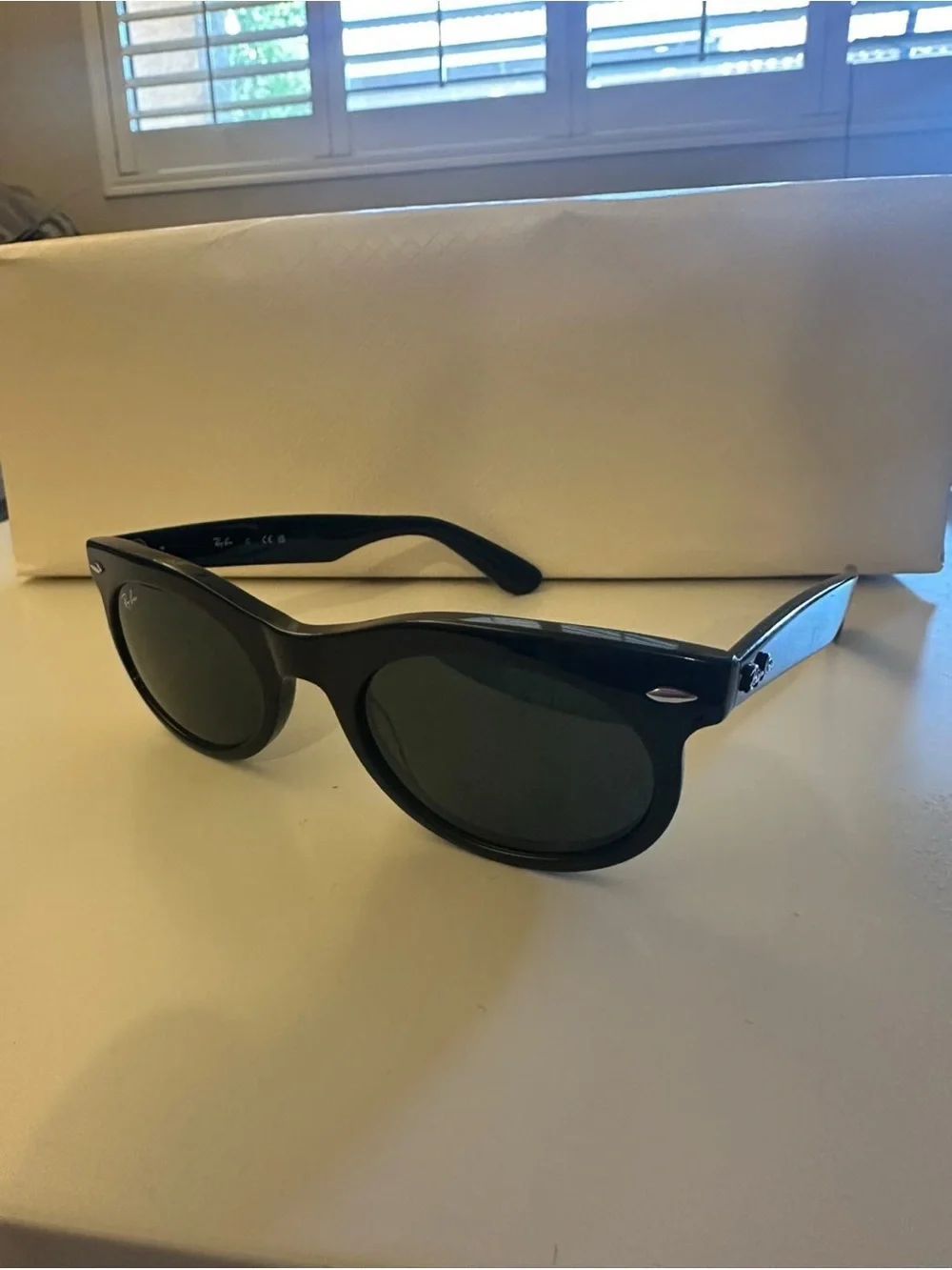 Ray-Ban Oval Wayfarer Black Frames with Green Lenses Sunglasses with a case